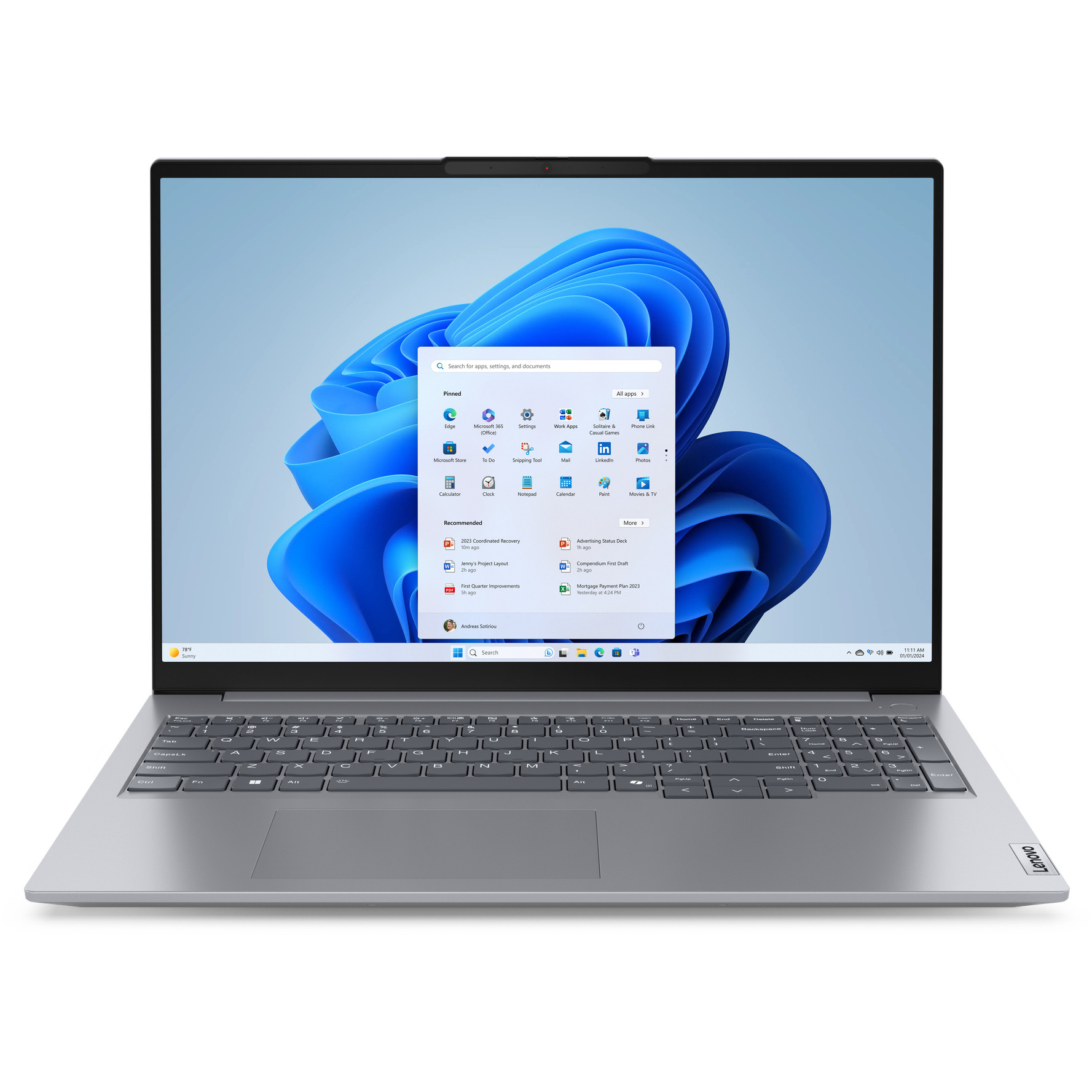 Laptop LENOVO ThinkBook 16 G7 ARP 16" Ryzen 5 (16" FHD, Ryzen 5, 8GB RAM, 512GB SSD, integrirana grafika, Windows 11, hrvatska tipkovnica, srebrna) – internacionalna non HR tipkovnica-4