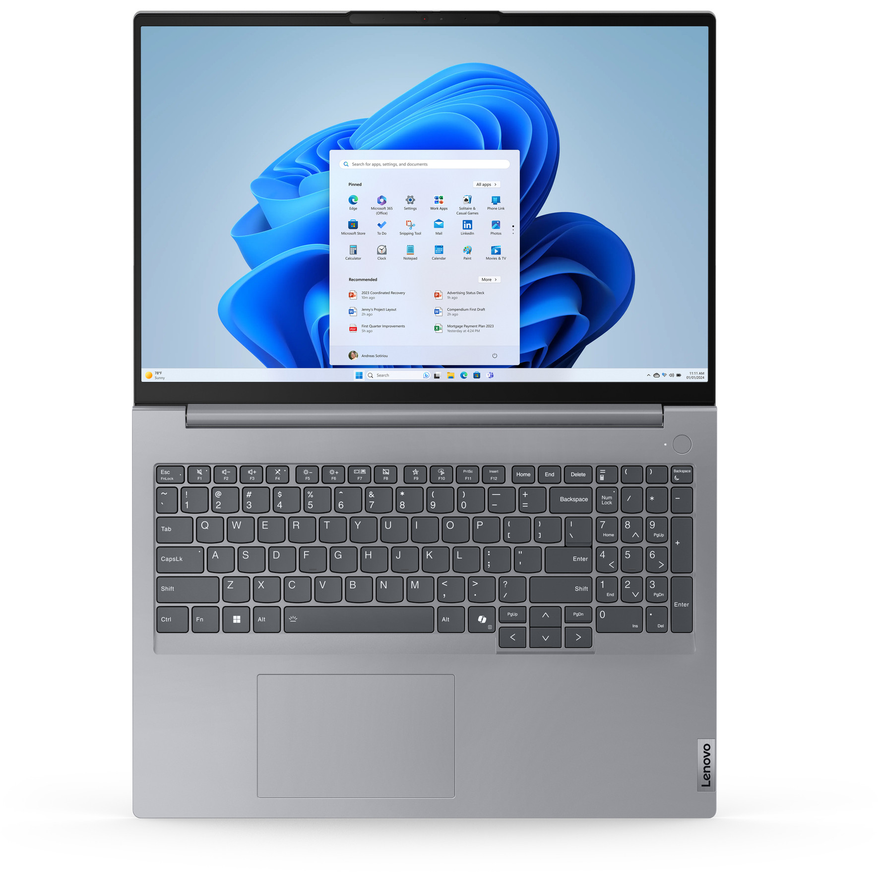 Laptop LENOVO ThinkBook 16 G7 ARP 16" Ryzen 5 (16" FHD, Ryzen 5, 8GB RAM, 512GB SSD, integrirana grafika, Windows 11, hrvatska tipkovnica, srebrna) – internacionalna non HR tipkovnica-10