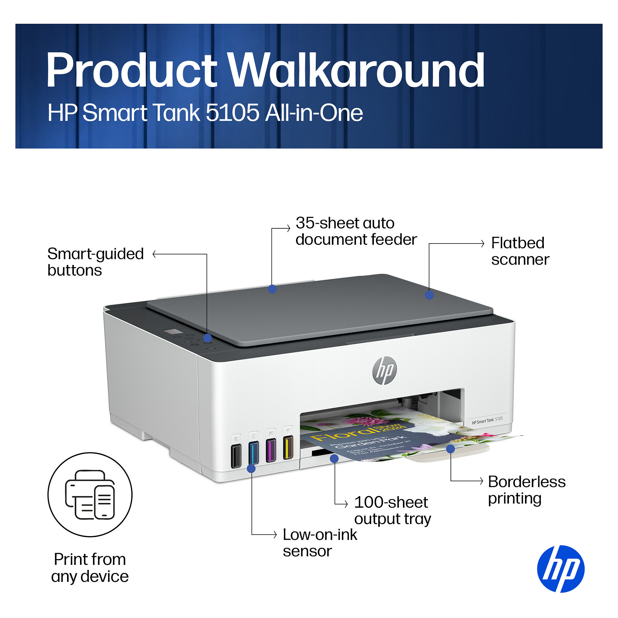 Multifunkcijski pisač HP Smart Tank 5105 A4 (Wi-Fi, Bluetooth)-28