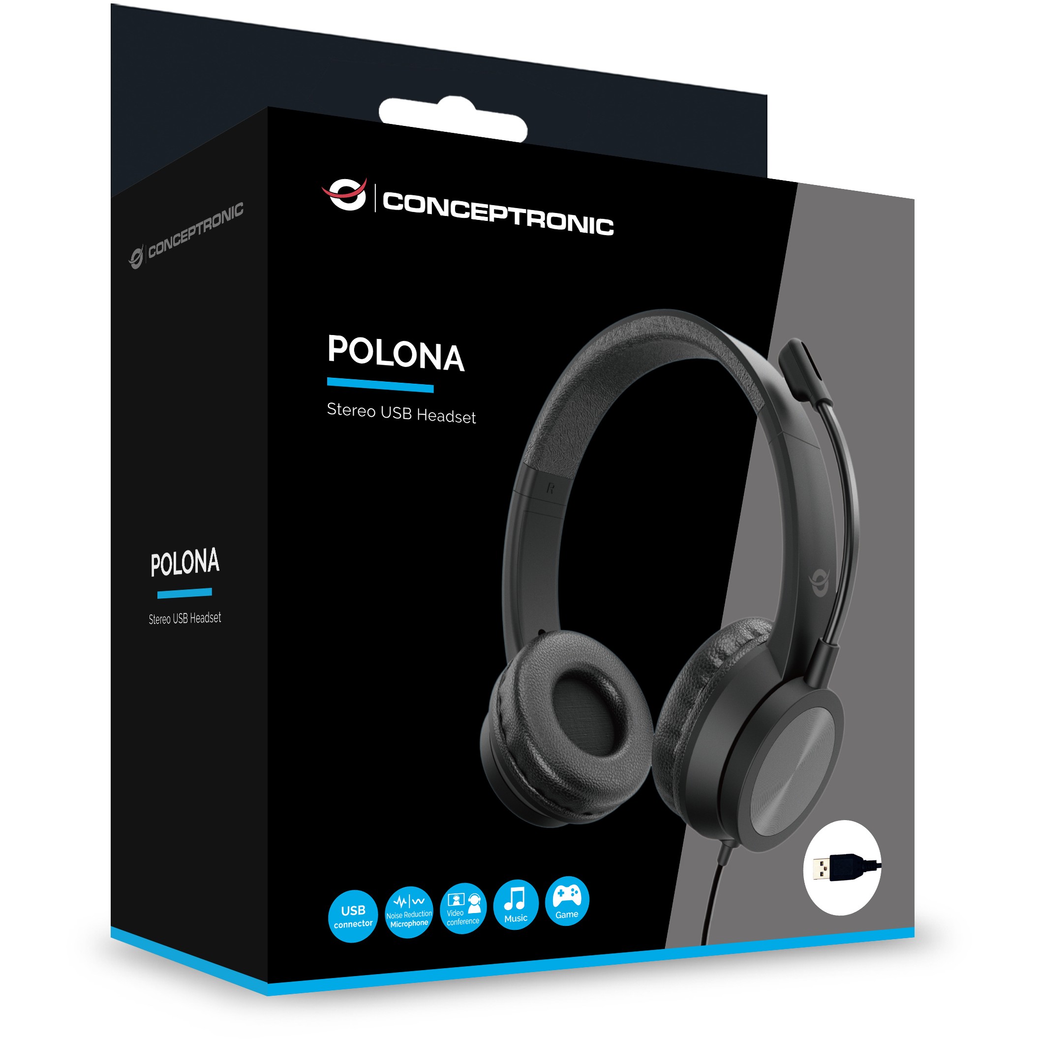 Slušalice s mikrofonom CONCEPTRONIC CCHATSTARU2B (USB-A, 2m kabel, kontrole na kabelu)-7