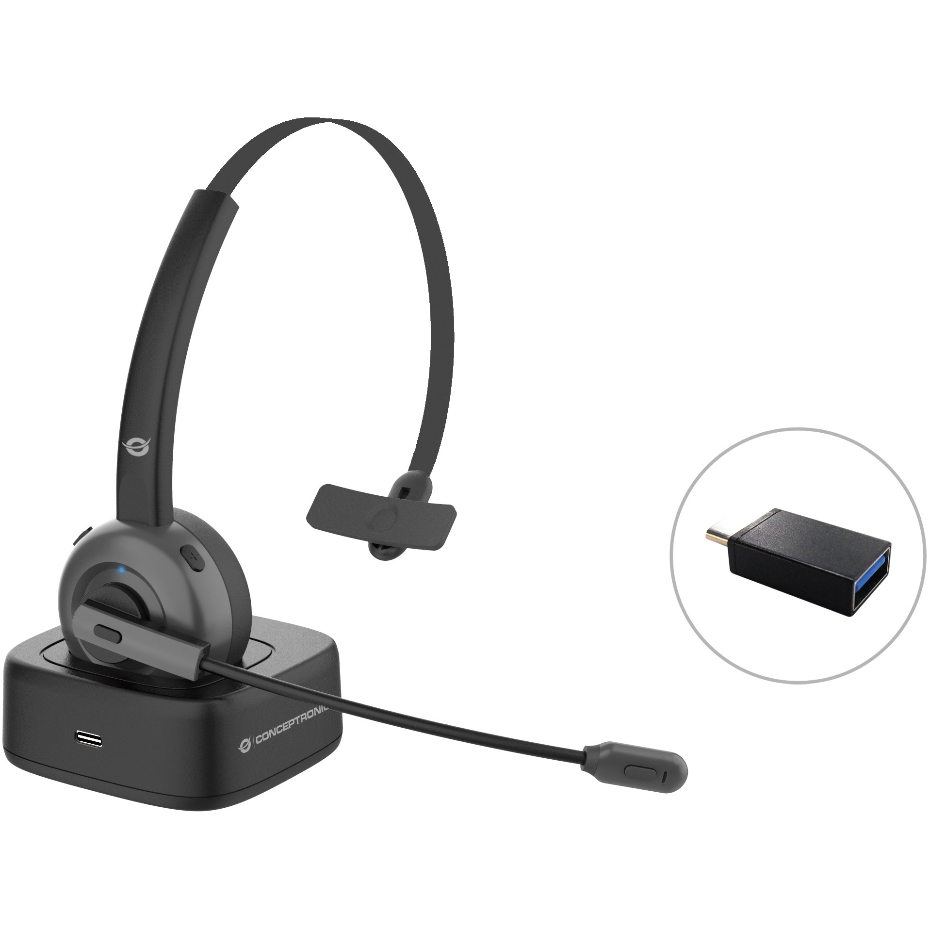 Slušalice CONCEPTRONIC Headset bežični BT 5.0 +Ladestation crna boja-0