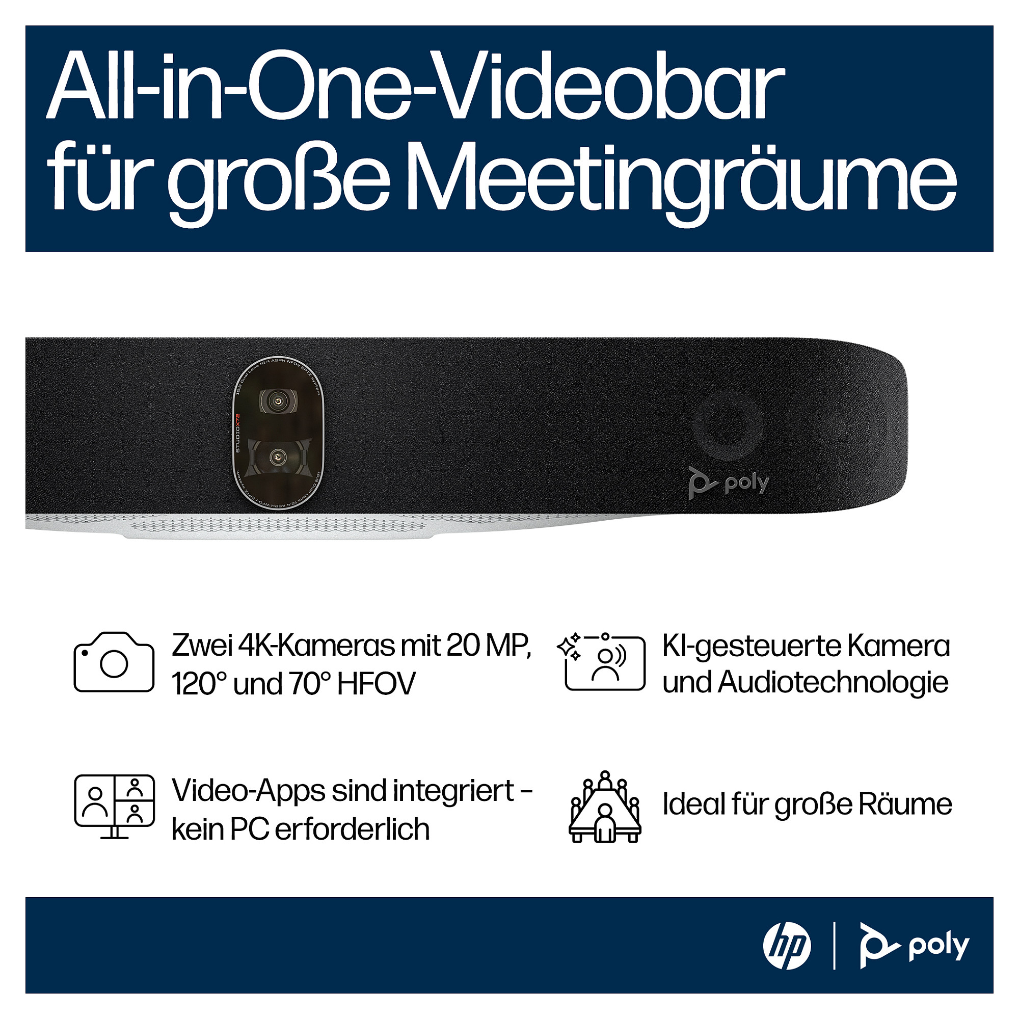 Video konferencijski sustav HP POLY STUDIO X72 All-in-one 4K-12