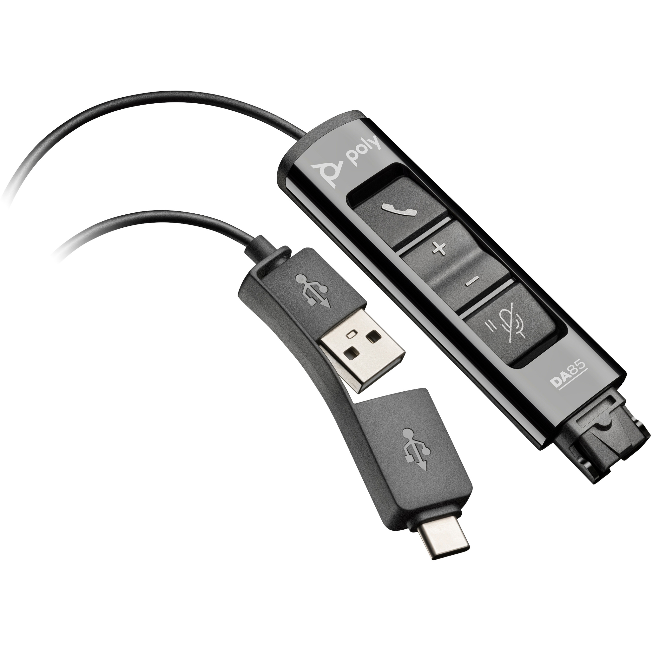 Adapter HP Poly DA85 Wideband QD auf USB-Adapter (USB-A & USB-C)