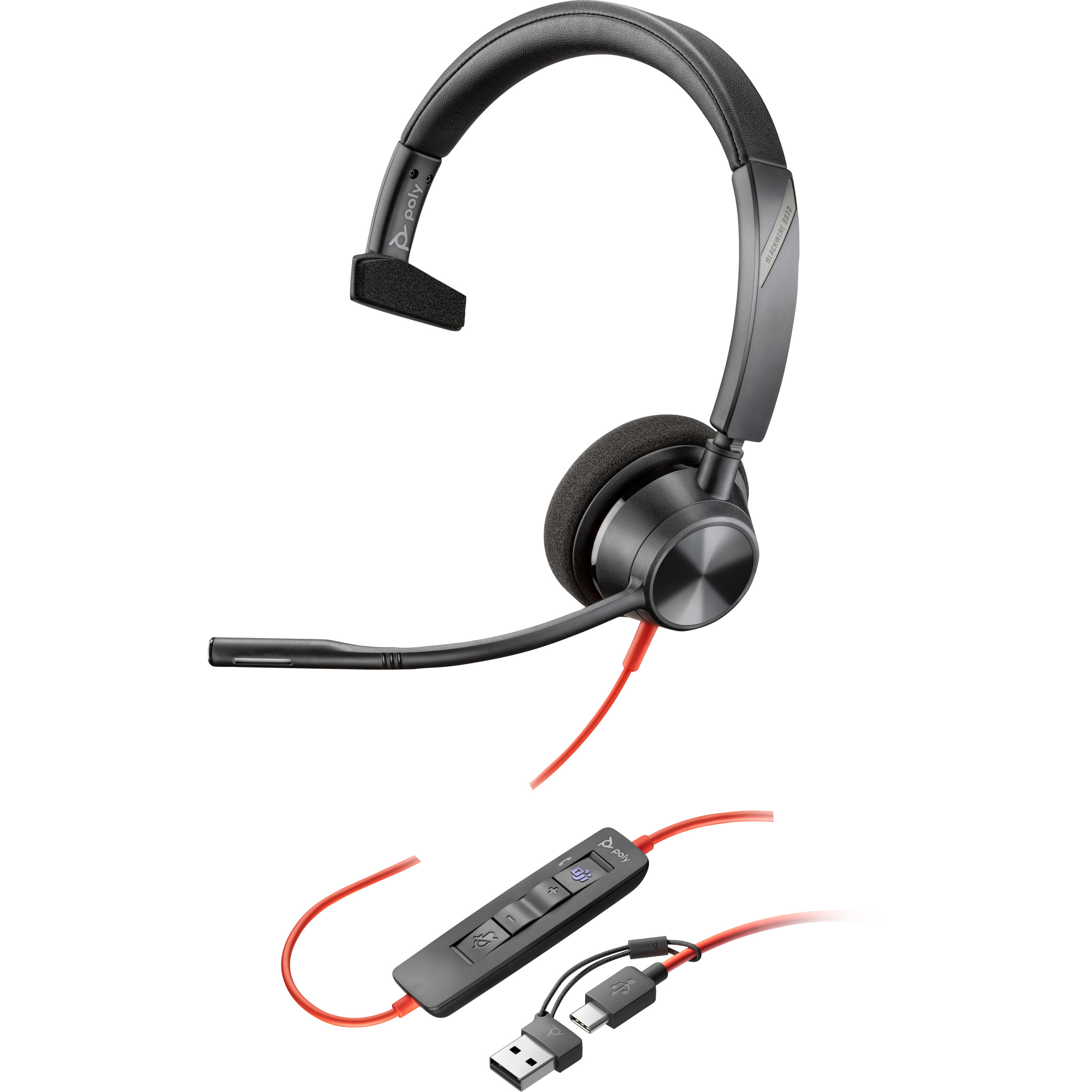 Slušalice HP Poly Blackwire 3310 Monaural Microsoft Teams Certified USB-C + USB-C/A Adapter-1
