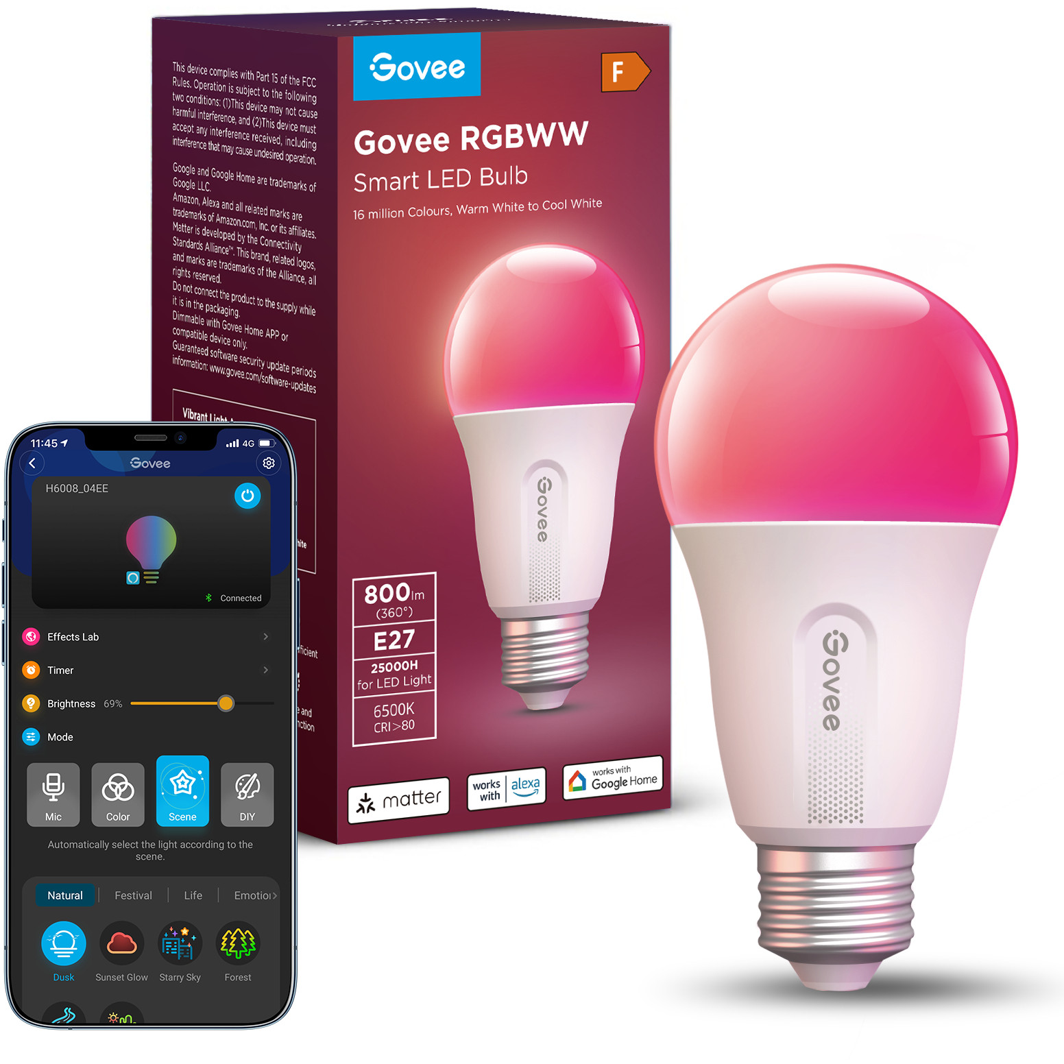 Senzor GOVEESMART WIFI&BLE LIGHT BULB 800LM-3