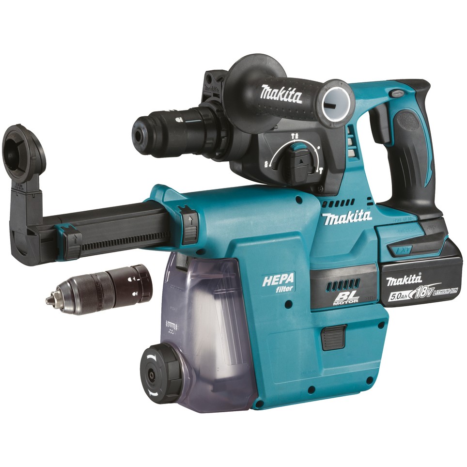 Akumulatorski čekić MAKITA DHR243RTJW (24V, 2x4Ah, SDS-Plus, 3 funkcije)