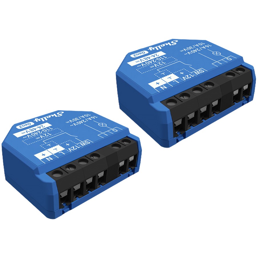 Relais Shelly 1 Gen3 2er Pack max 16A 1 Kanal WLAN BT-0
