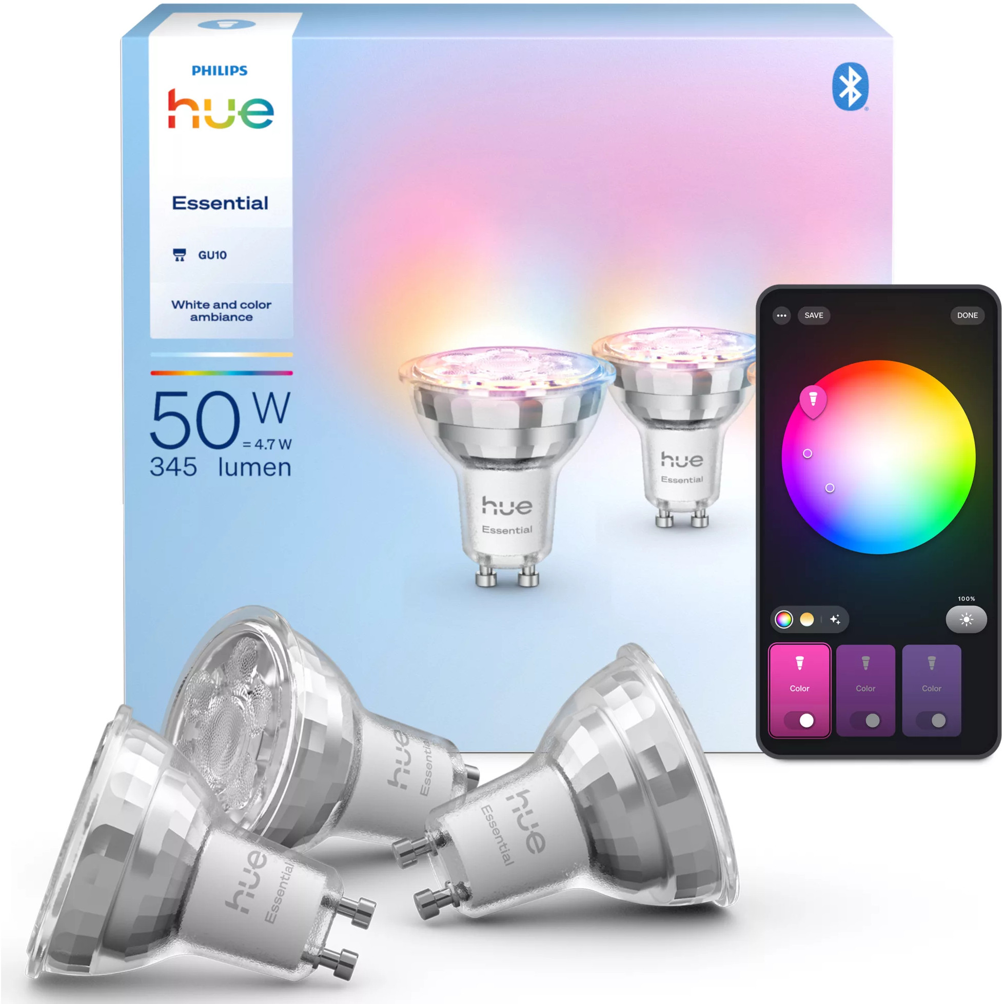 Lampa PHILIPS Hue Essential WCA 345 GU10 3P EU-2