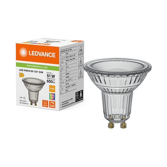 LED reflektor OSRAM PAR16 80 120° DIM P 6.9W 927 GU10-4