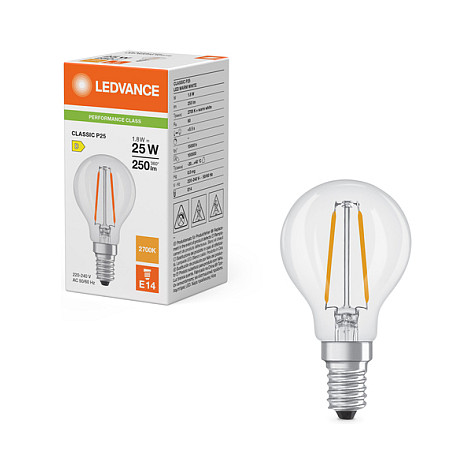 LED žarulja OSRAM LED Classic P 25 Filament P 1.8W 827 Clear E14-4