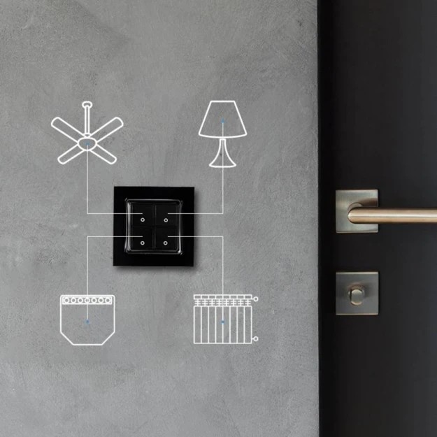 Prekidač Shelly Accessories "Wall Switch 4" 4-fach crna boja-2