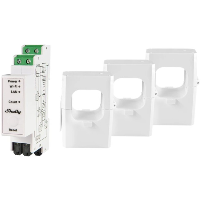 Mjerna jedinica SHELLY Relais Pro 3EM 400A WLAN LAN strujomjer s 3 400A stezaljke-0