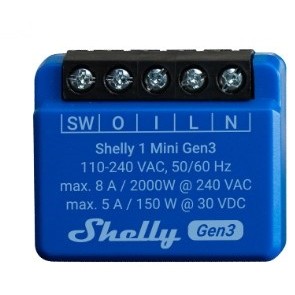 Relais Shelly 1 Mini Gen. 3 WLAN BT max. 8A 1 Kanal Unterputz