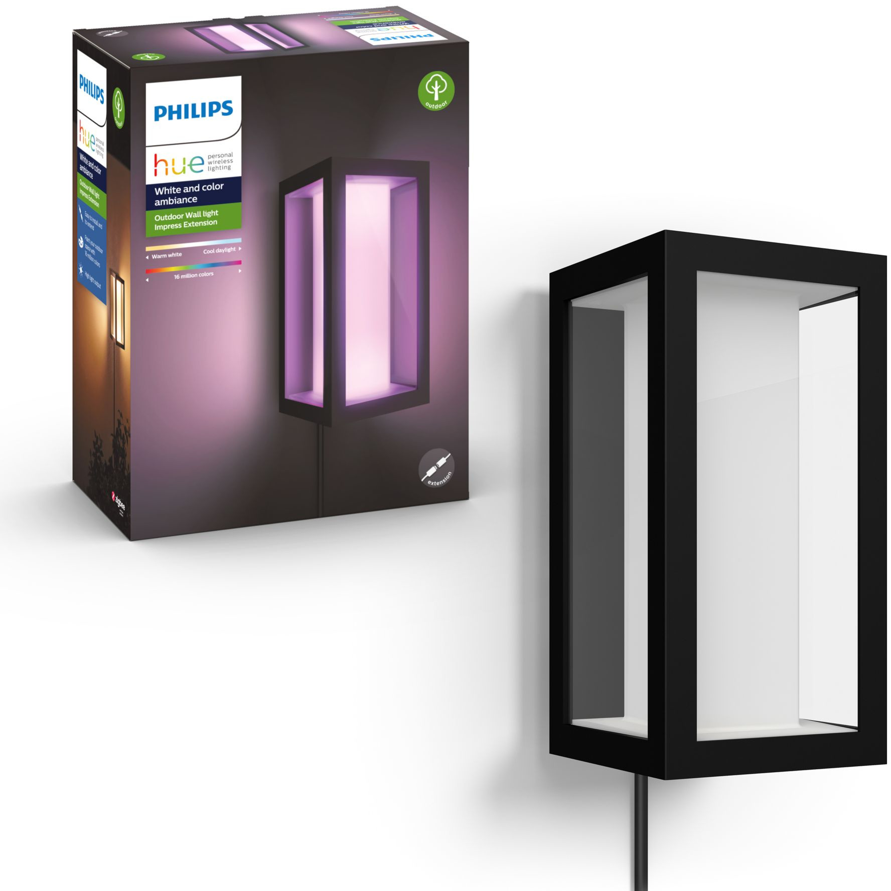 Vanjska zidna svjetiljka PHILIPS Hue Impress (uska, crna, 1200 lm, IP44)-8