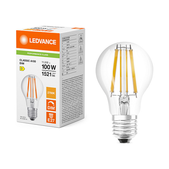 LED LAMPA OSRAM CLA100DIM 11W 827 FILCL E27 1521lm 2700K dimm-4