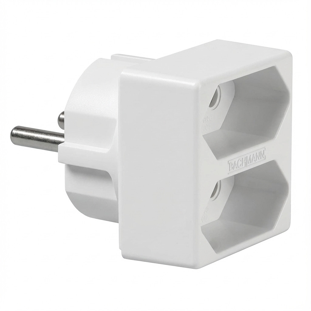 Adapter BACHMANN Euro-Doppelstecker weiss