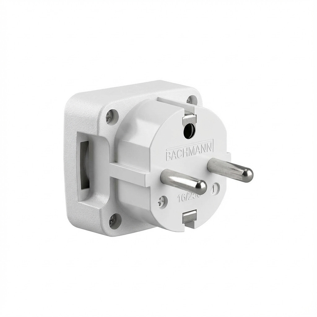 Utičnica BACHMANN Schutzkontaktstecker bijela ravna izvedba montabilna-0