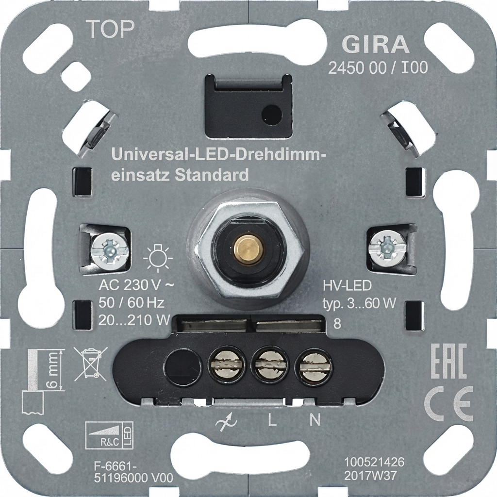 Standardni ugradbeni dimmer GIRA 245000 Uni-LED-Drehdimmeins-0