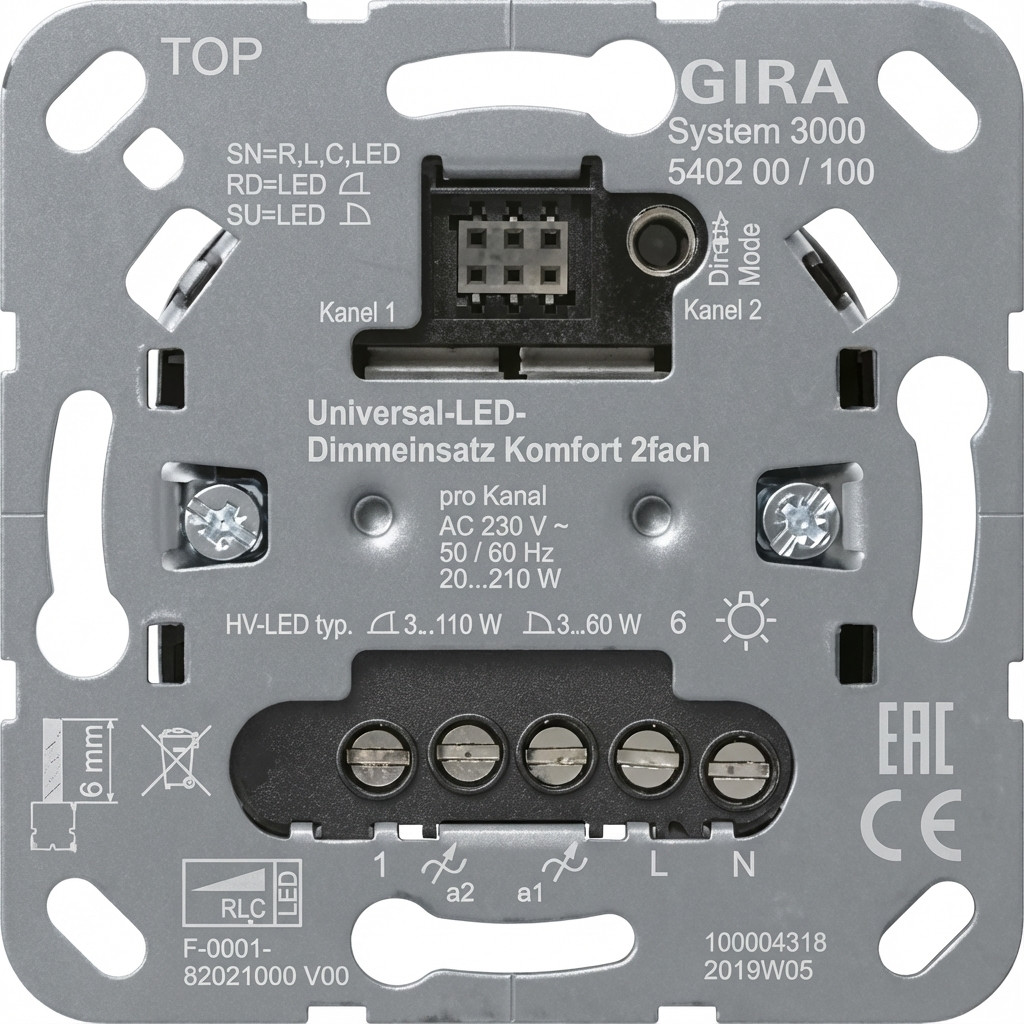 Uređaj GIRA 540200 S3000 Uni-LED-Dimmeins. Komfort 2f Einsatz