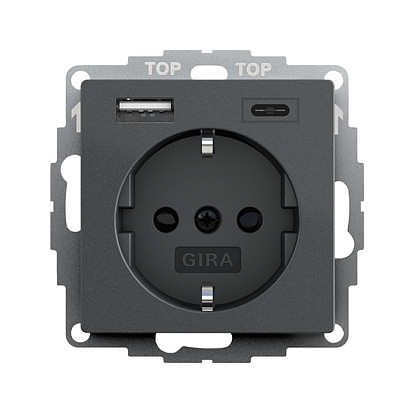Utičnica GIRA 245928 (USB, 2f, sistem 55, antracit)
