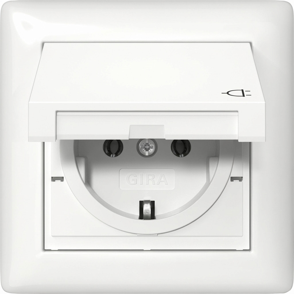 Utičnica GIRA 415703 SCHUKO KD + Set IP44 + Rahmen 1f Standard 55 bijela