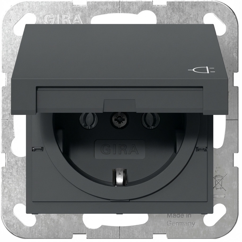 Utičnica GIRA 445428 SCHUKO KD System 55 Anthrazit