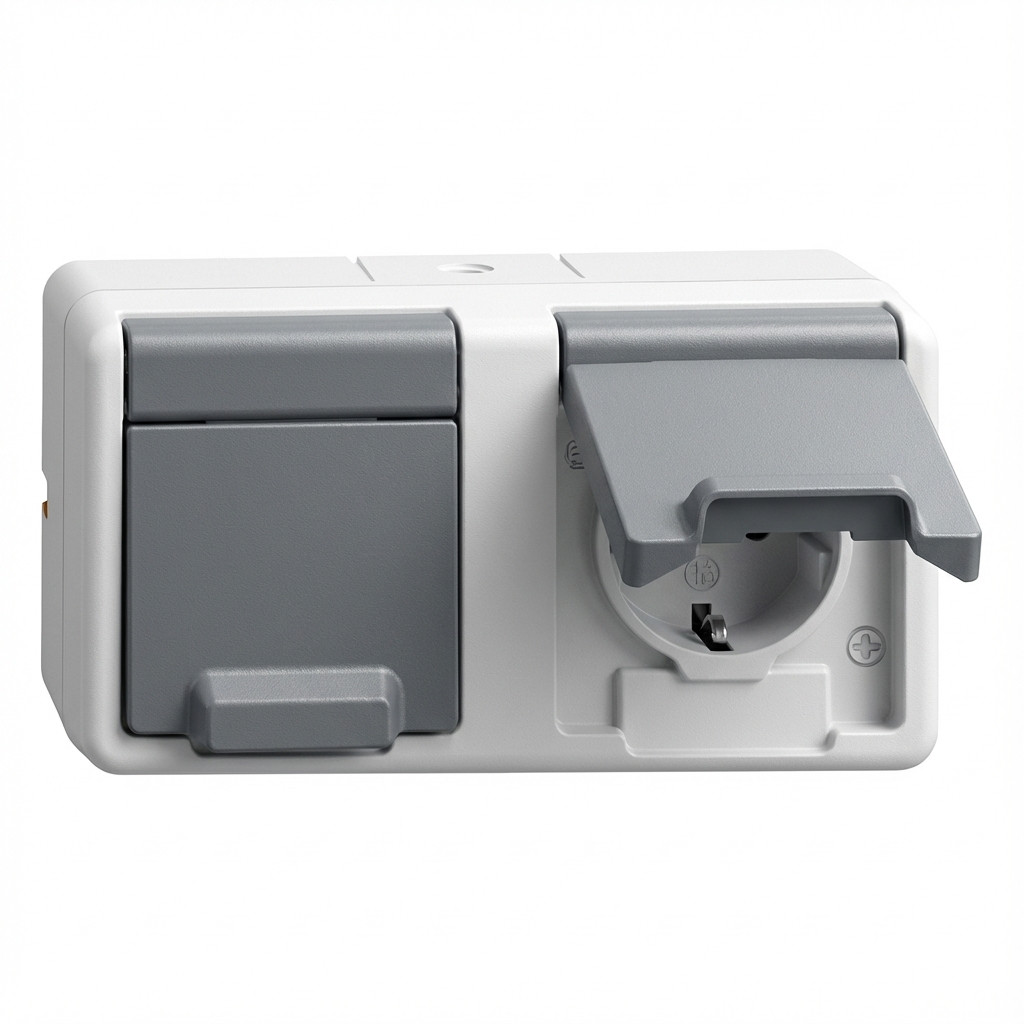 Utičnica GIRA 478130 SCHUKO 2f waager. KD WG AP siva