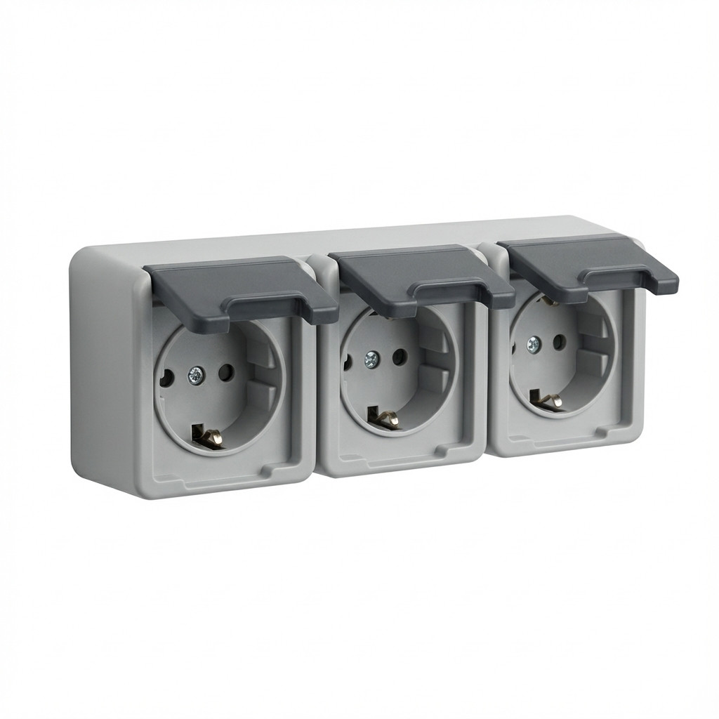 Utičnica GIRA 478930 SCHUKO 3f waager KD WG AP siva