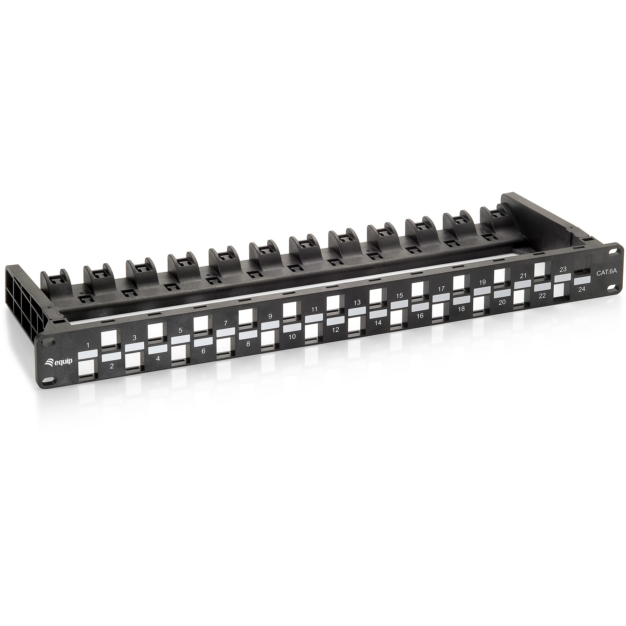 Patchpanel EQUIP 24x Cat6A 19" UTP 1HE Keystone Montage sw