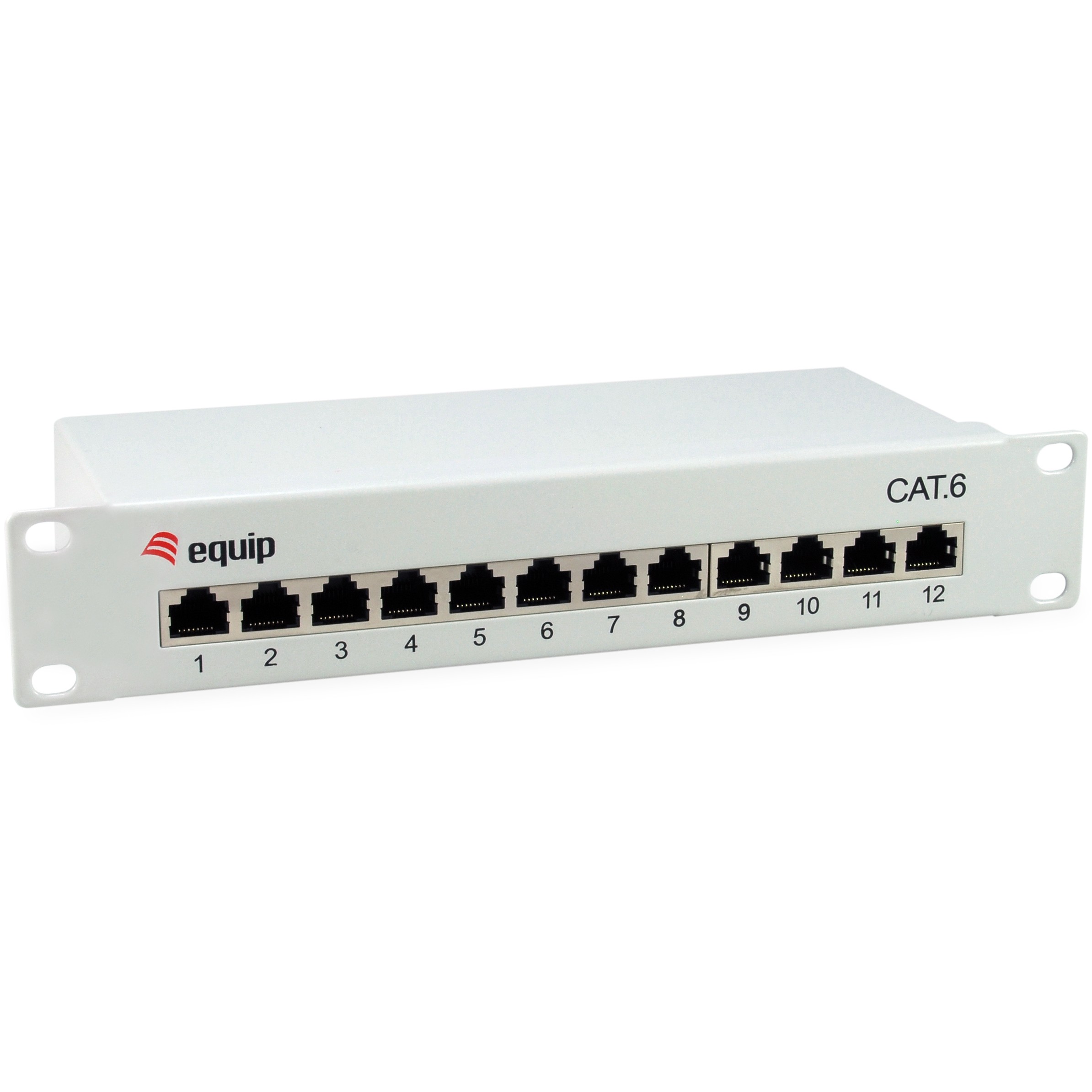 Patchpanel EQUIP 12x RJ45 Cat6 10" FTP 1HE ISO/IEC hellgrau