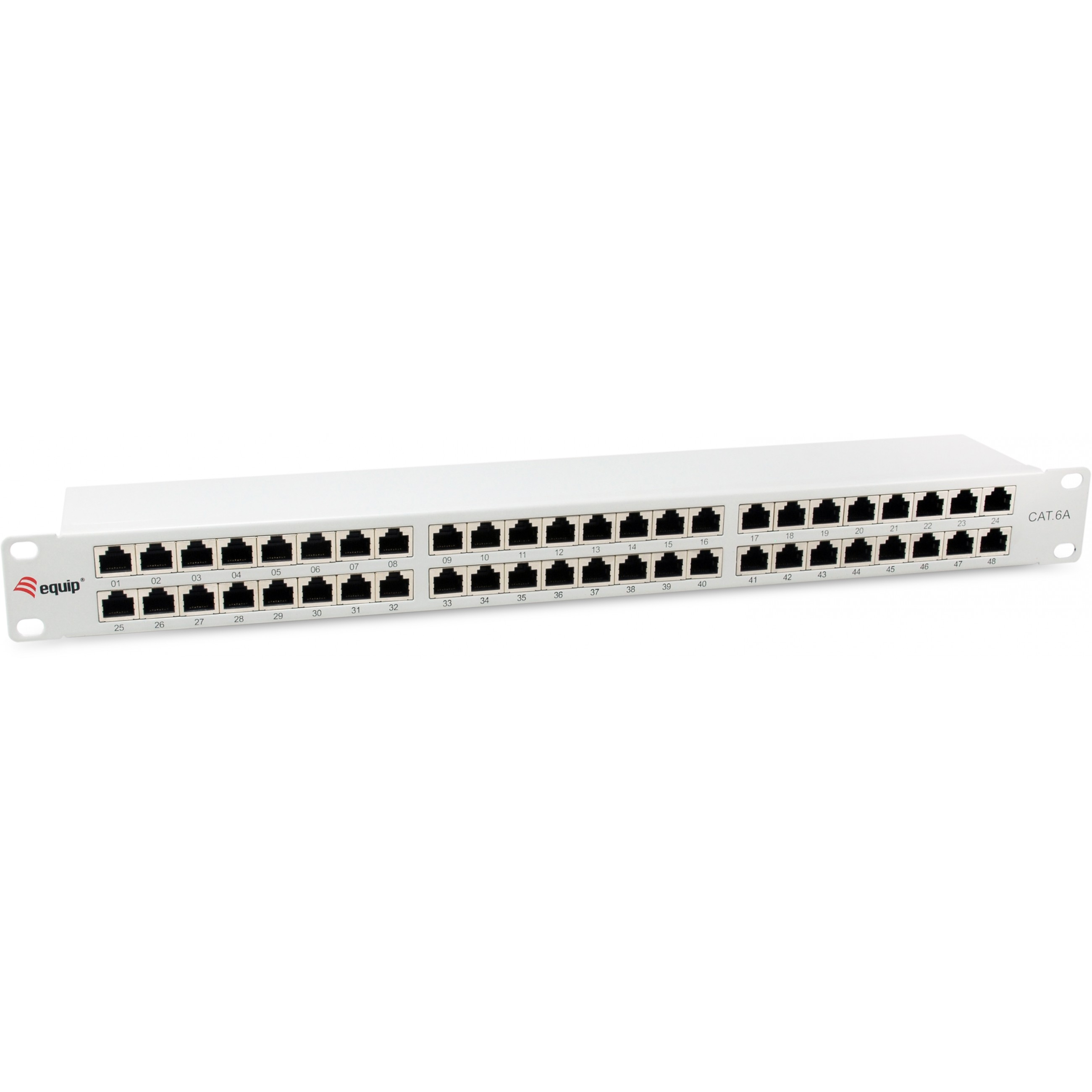 Patchpanel EQUIP 48x RJ45 Cat6A 19" FTP 1HE Premium hellgrau
