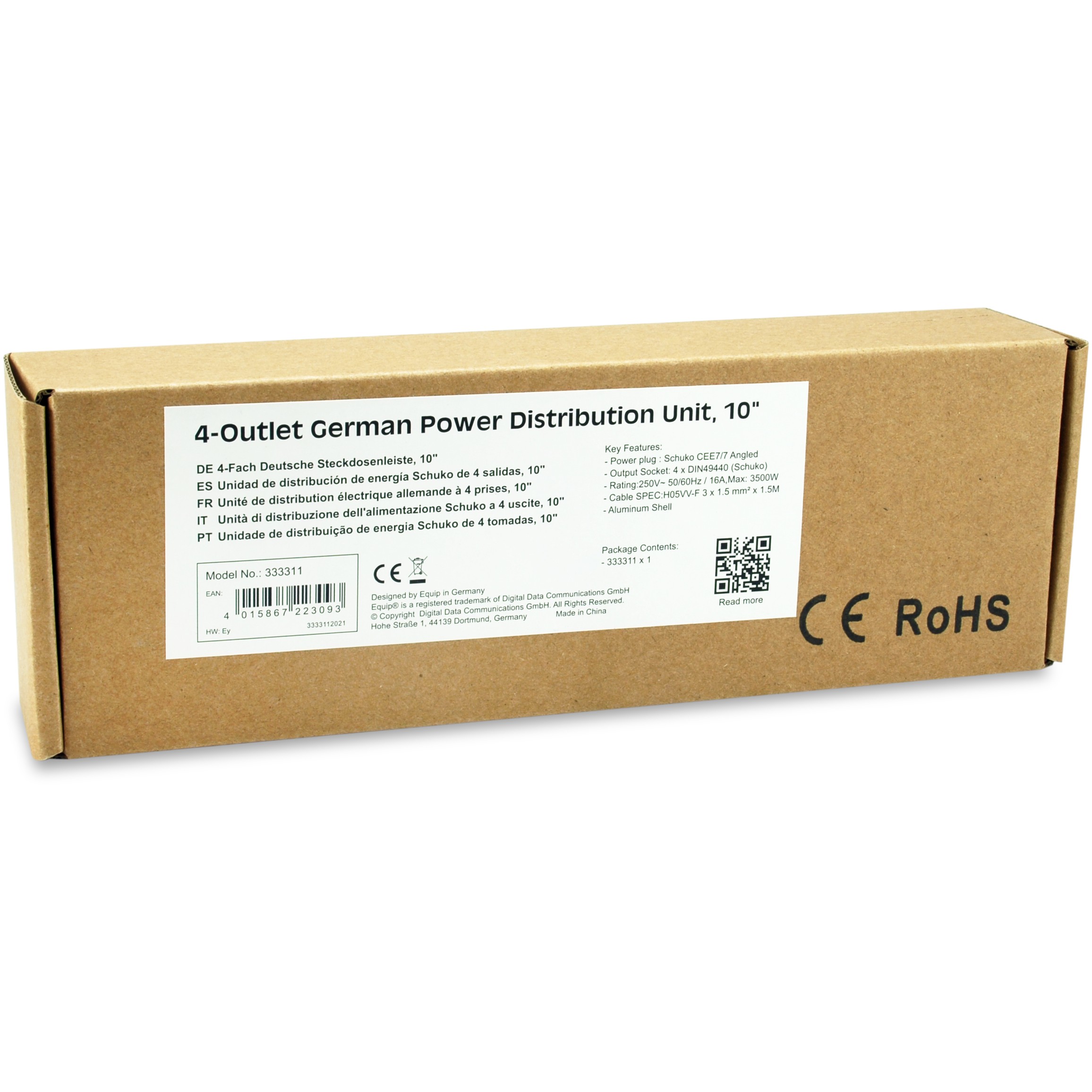 Produžetak opreme EQUIP Steckdosenleiste 10" (1HE) 4-fach Schuko.CEE 1.5m-1