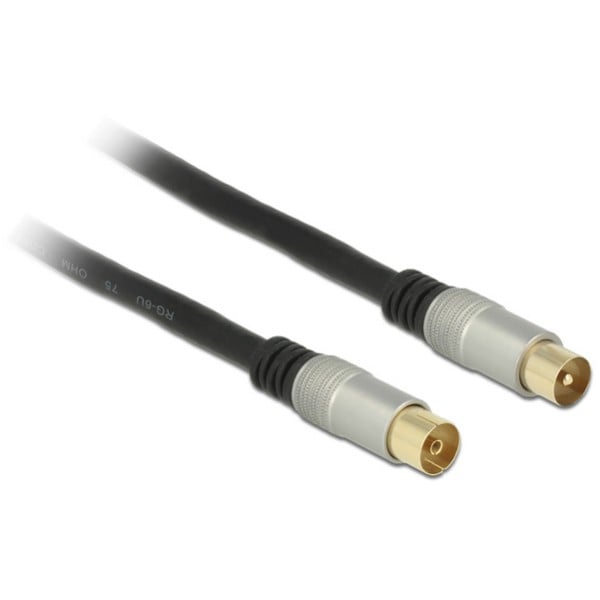 Kabel DELOCK IEC Stecker > IEC Buchse RG-6/U quad shield 2m Premium crna boja