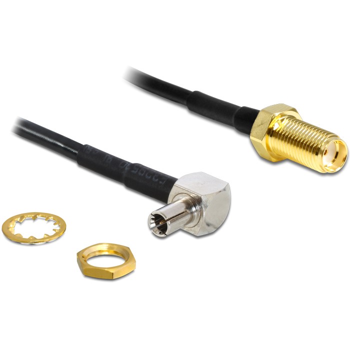 Pigtail antenski kabel DELOCK SMA ženski (ugradbeni) na TS-9 muški (90°), 17 cm, RG-174-0