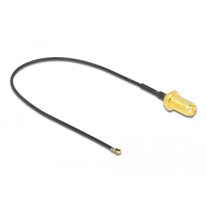 Kabel DELOCK Antennenkabel SMA Buchse zum Einbau zu MHF 4L LK Stecker 1.37 20cm Gewindelnge 10mm