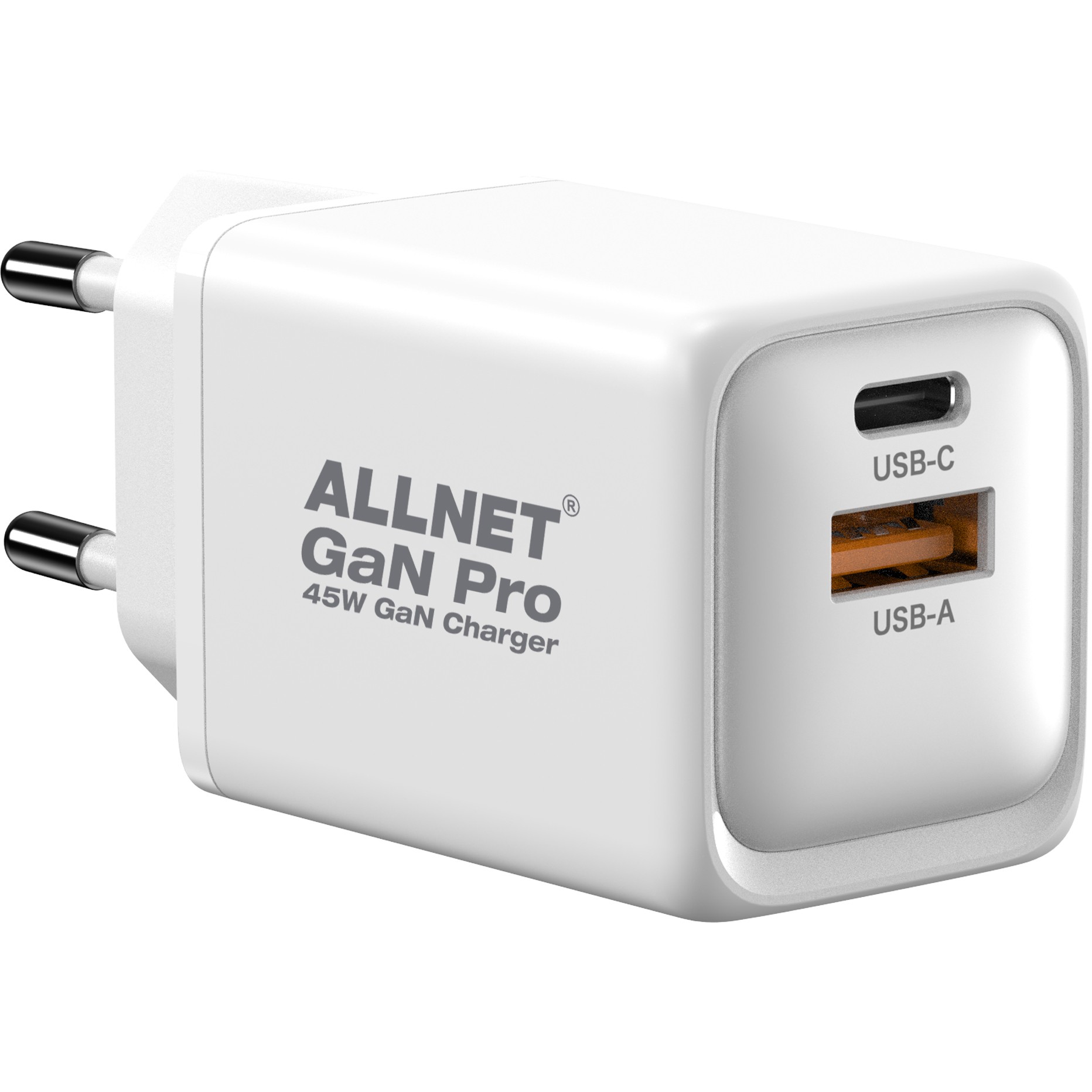 Adapter ALLNET Z ALLNET Ersatznetzteil QC USB-C PD 45Watt 1x USB Typ-A 1x USB Typ-C EU PLUG-0