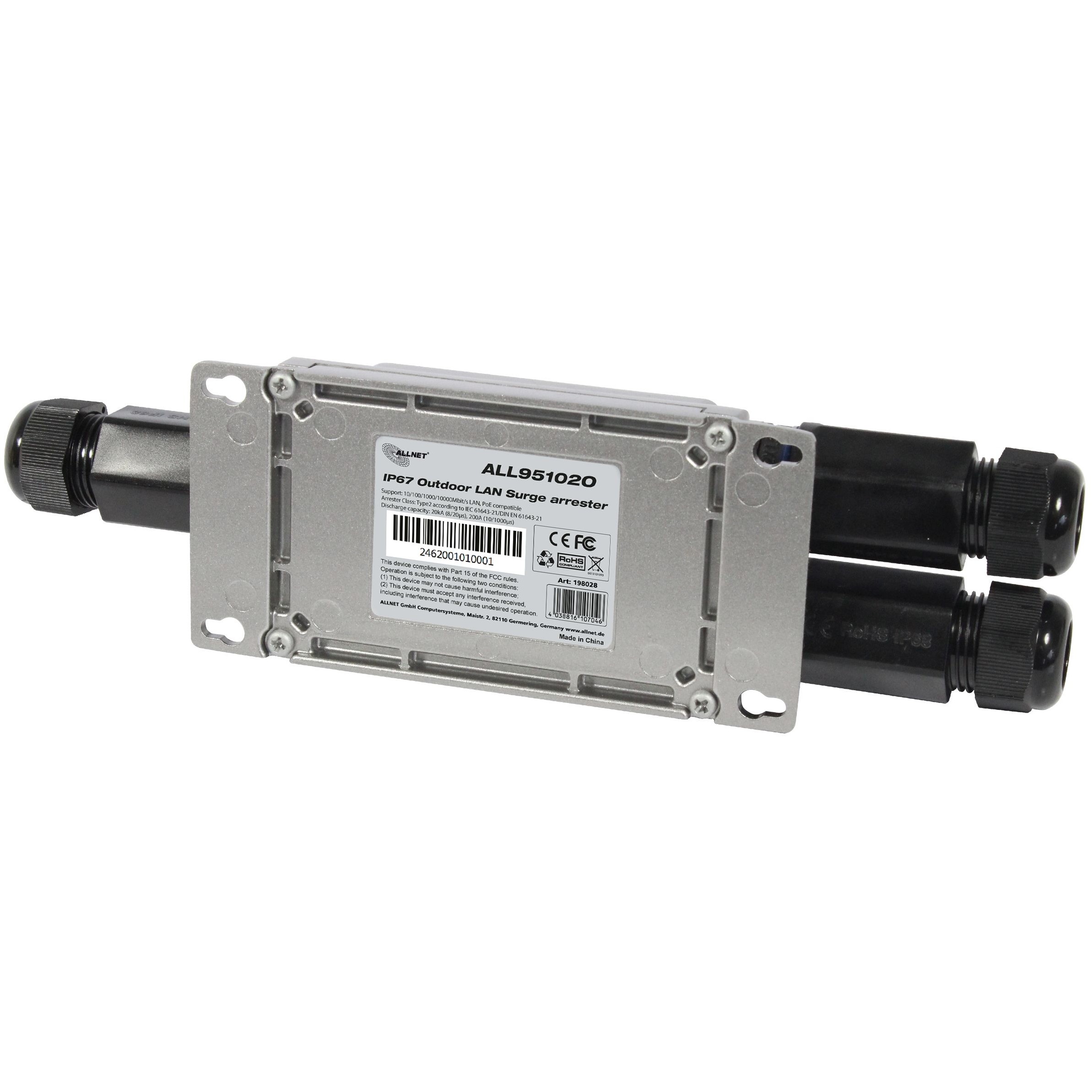 Zaštita od prenapona ALLNET Z ALLNET TP Cat 6 Über-spannungs-/Blitzschutz Surge Protector ALL95102O IP66 Outdoor-3