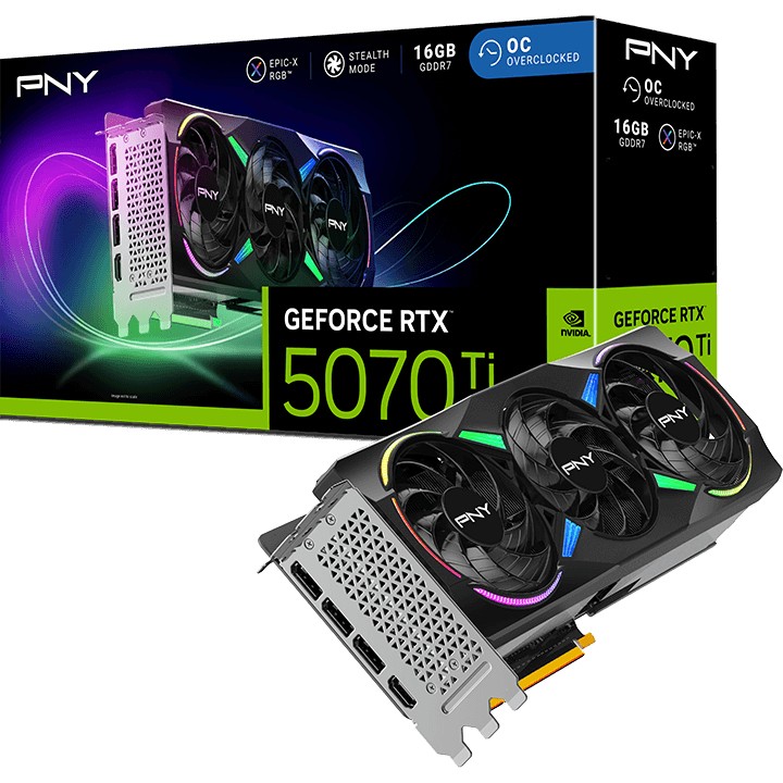 Grafička kartica PNY RTX 5070Ti 16GB Verto ARGB OC GDDR7 3Fan-9