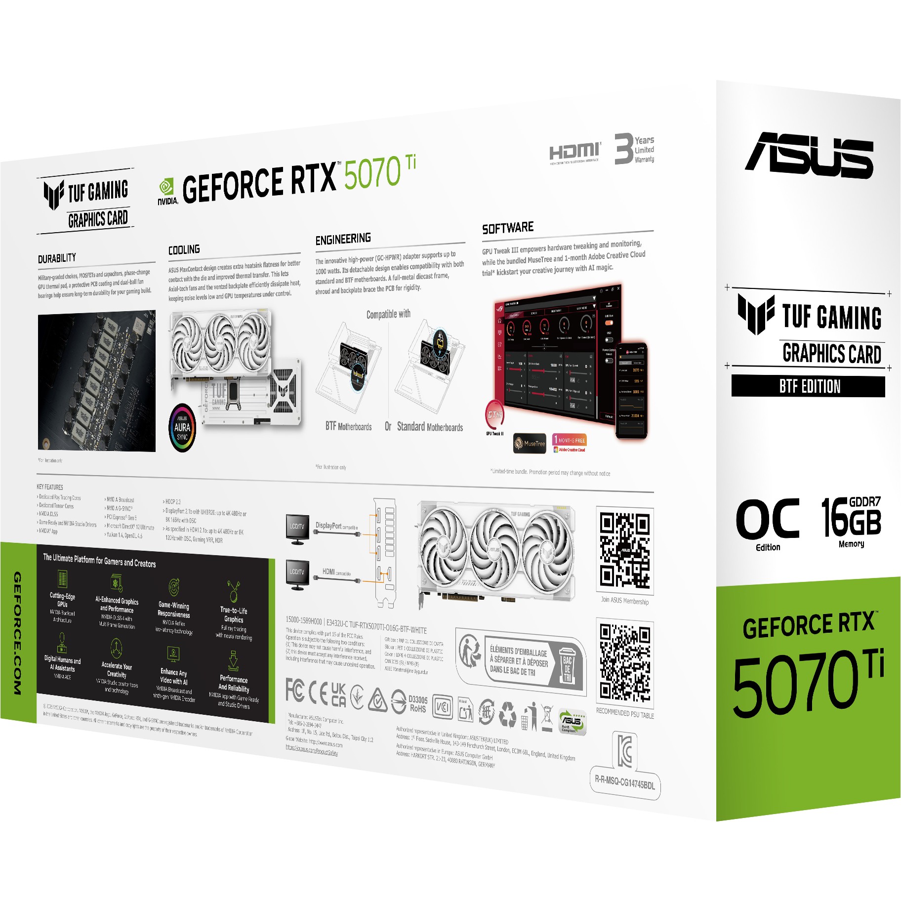 Grafička kartica ASUS RTX 5070 TI 16GB TUF Gaming BTF OC 3 Fan white-11