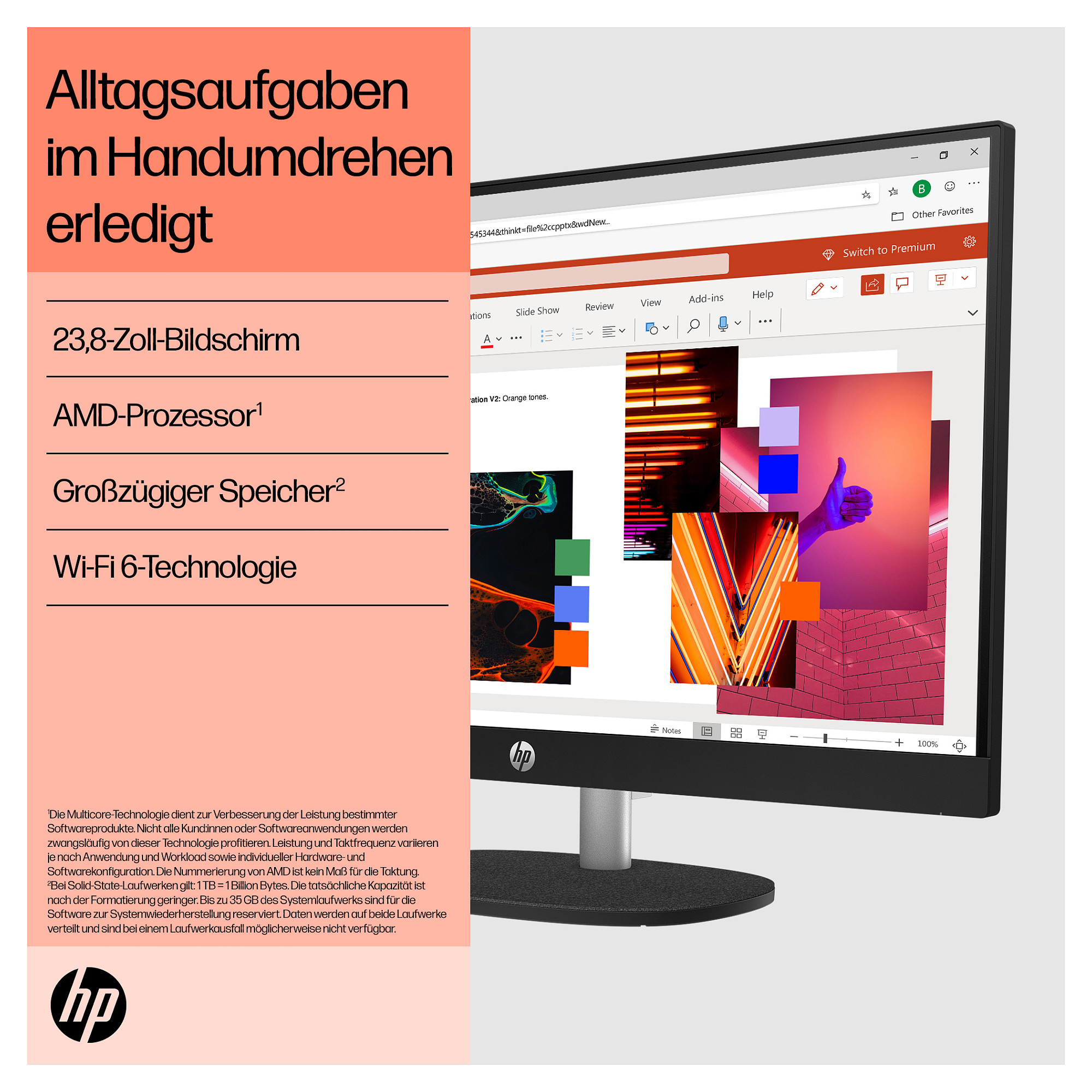 Laptop HP 23,8" FHD IPS All-in-One R5-7520U (23,8" ekran, FHD, AMD R5-7520U, 8GB RAM, 512GB SSD, Windows 11, hrvatska tipkovnica, crna)-4