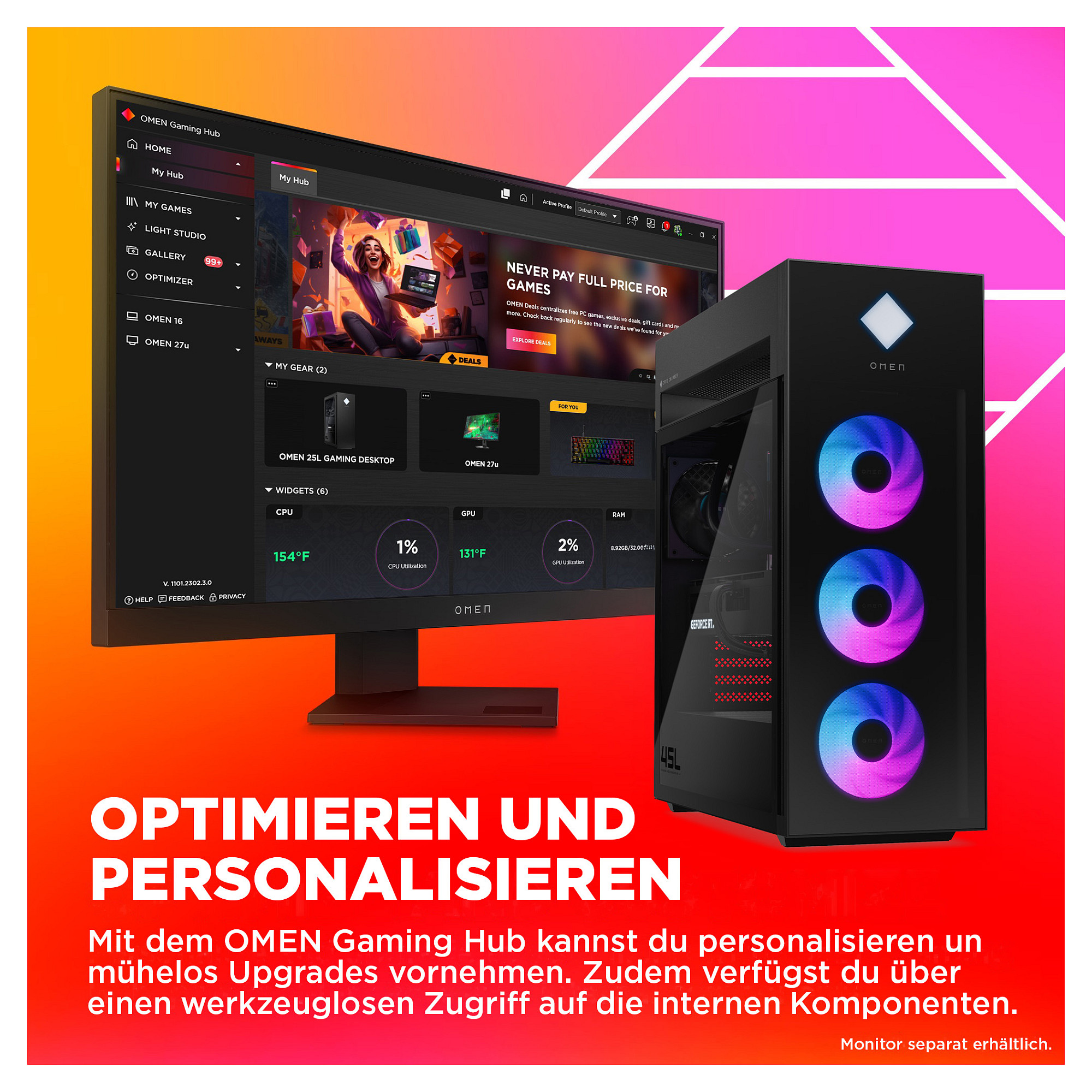 Gaming PC HP OMEN 45L GT22-3475ng (Core Ultra 9, 64GB RAM, 2TB SSD, RTX 5080, Windows 11 Home)-6
