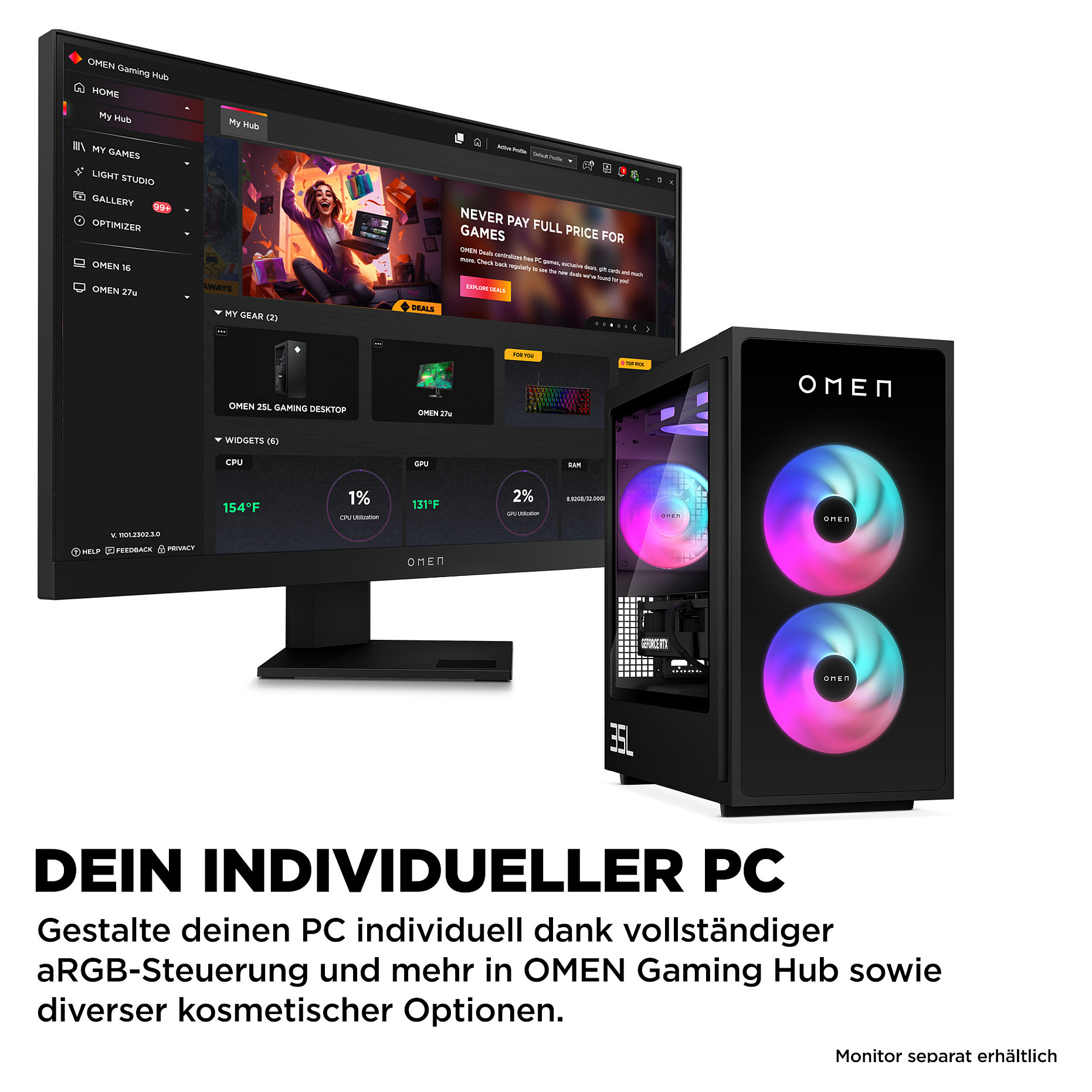 Gaming PC HP OMEN 35L GT16-0481ng (i7-14700F, 32GB RAM, 2TB SSD, RTX 5070 Ti, Win11)-6