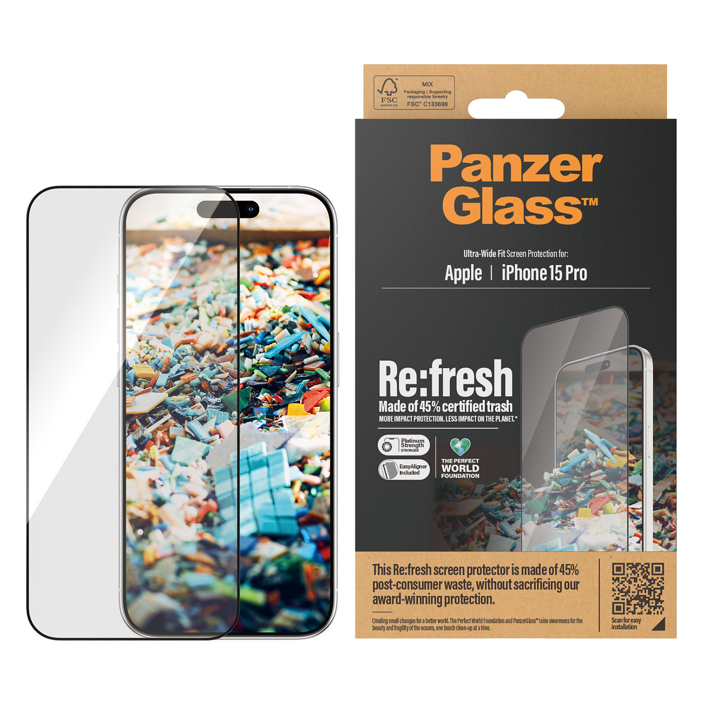 Zaštita ekrana PANZER GLASS iPhone 15 Pro Refresh UWF s Alignerom-3