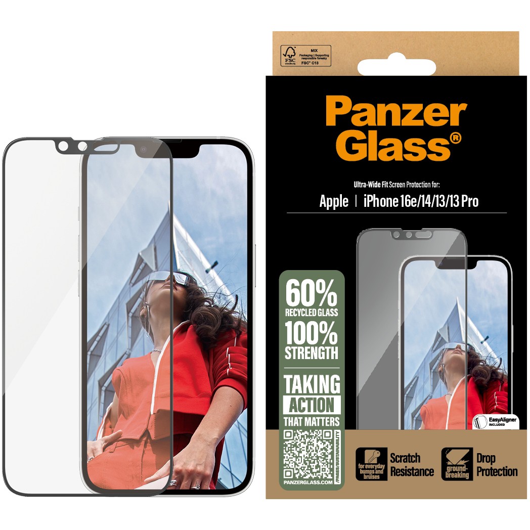 Zaštita ekrana PANZER GLASS UWF iPhone 16e, 14, 13, 13 Pro-1