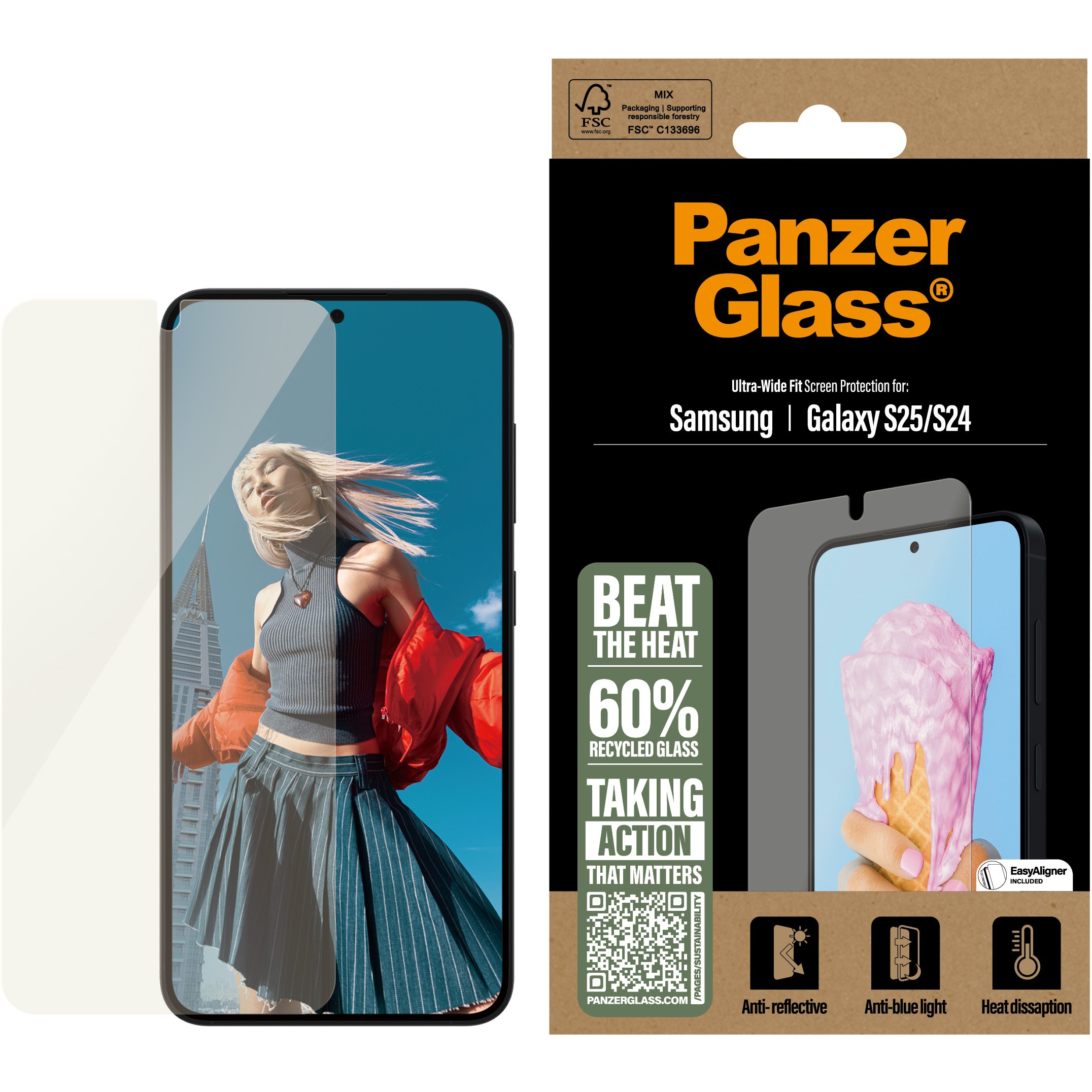 Zaštitnik ekrana PANZER GLASS All-in-One za Samsung Galaxy S25-1
