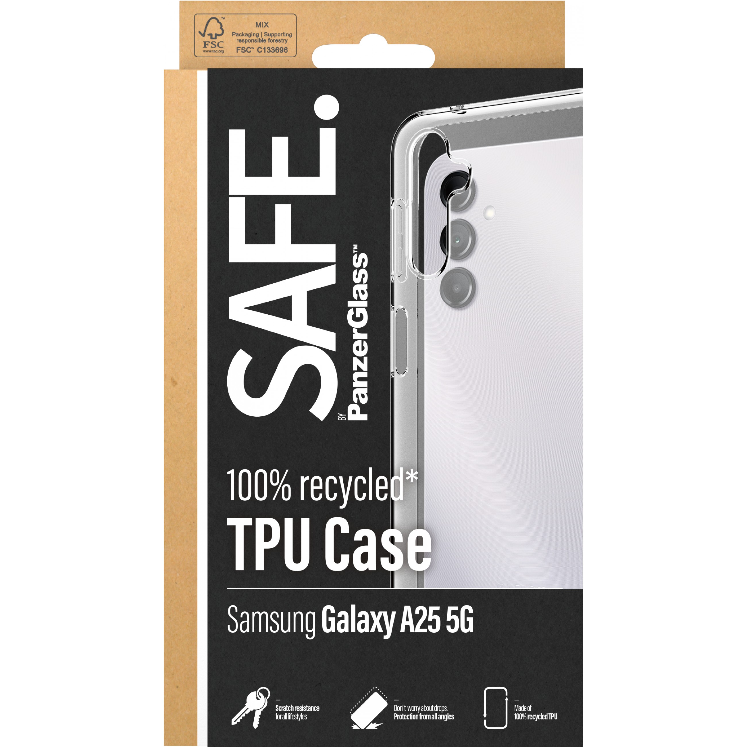 Zaštitna maska SAFE. by PanzerGlass za Samsung Galaxy A25 5G (prozirna, antibakterijska, otporna na udarce)-2