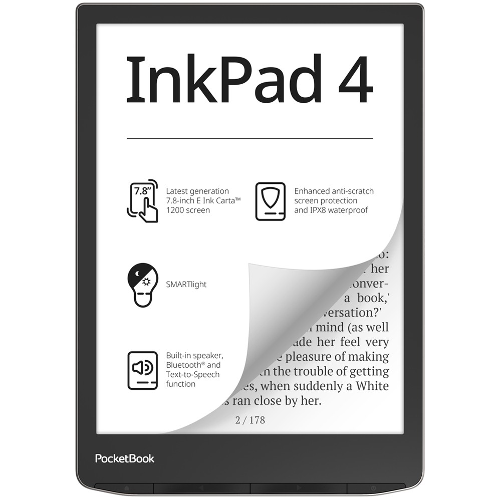 E-reader PocketBOOK InkPad 4 Stardust Silver DACH-Version-0