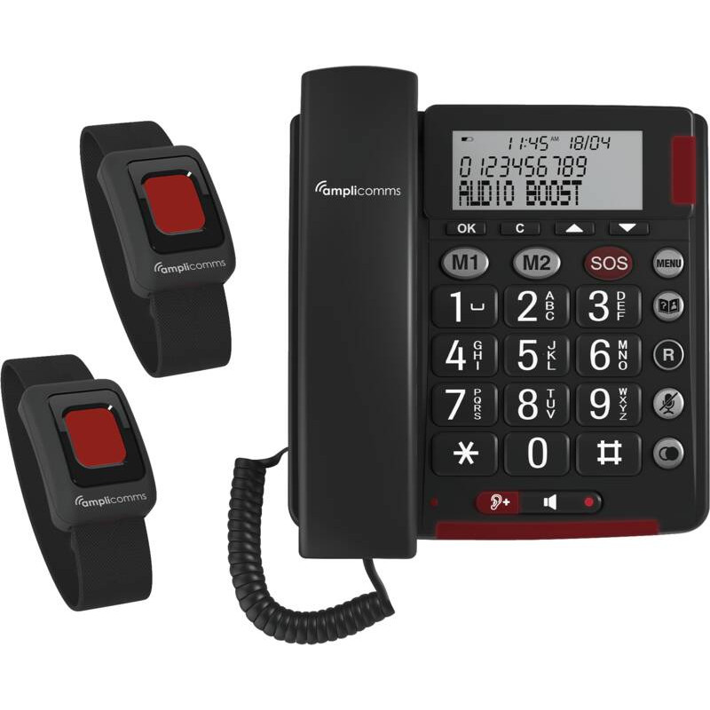Telefon sa dvije alarmne narukvice AMPLICOMMS BigTel 50 Alarm Plus Notrufarmband Duo-0