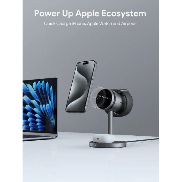 Stalak za bežično punjenje AUKEY MagFusion Pro 3-u-1 MagSafe-3