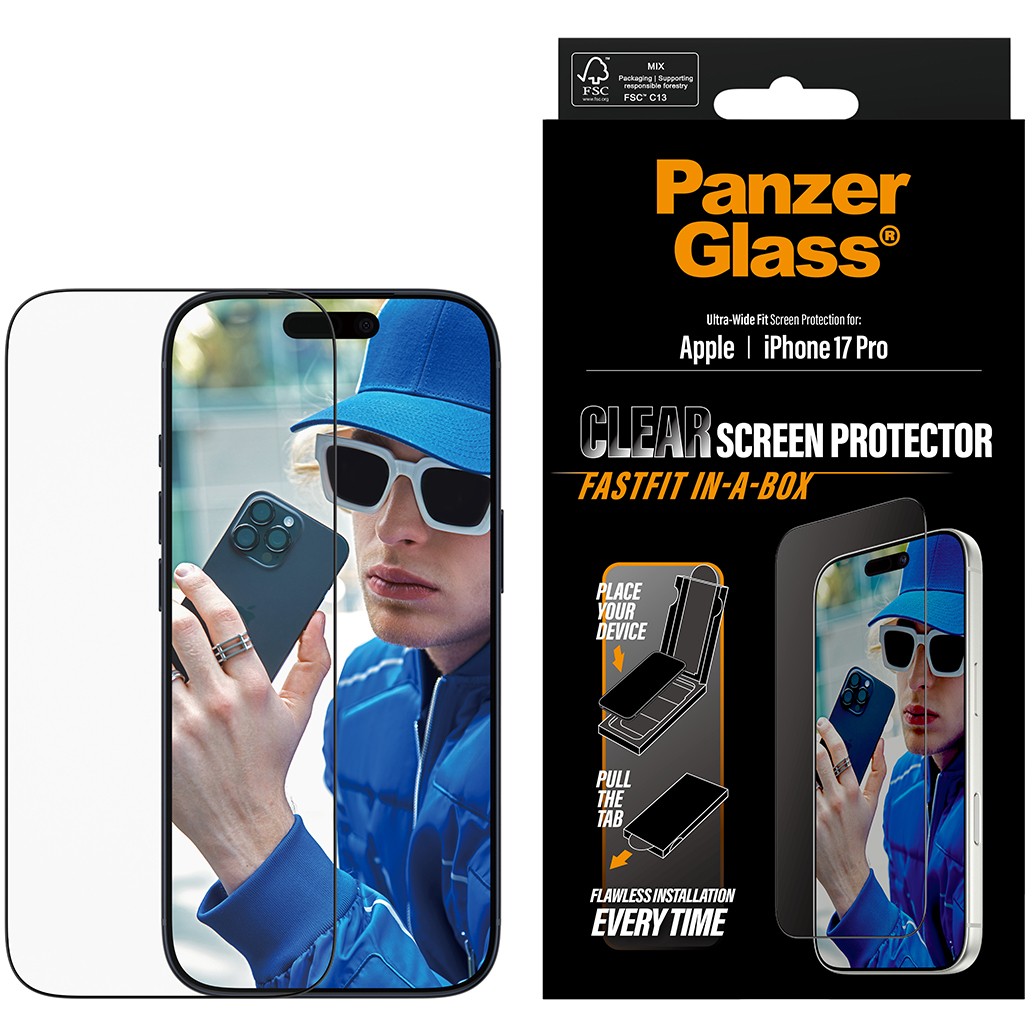 Zaštitno staklo PANZER GLASS iPhone 17 Pro UWF Fastfit crni okvir-1